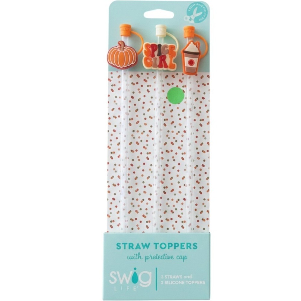 Swig Life Pumpkin Spice Girl Straw Toppers Reusable Straws 3 Pk New Fall coffee